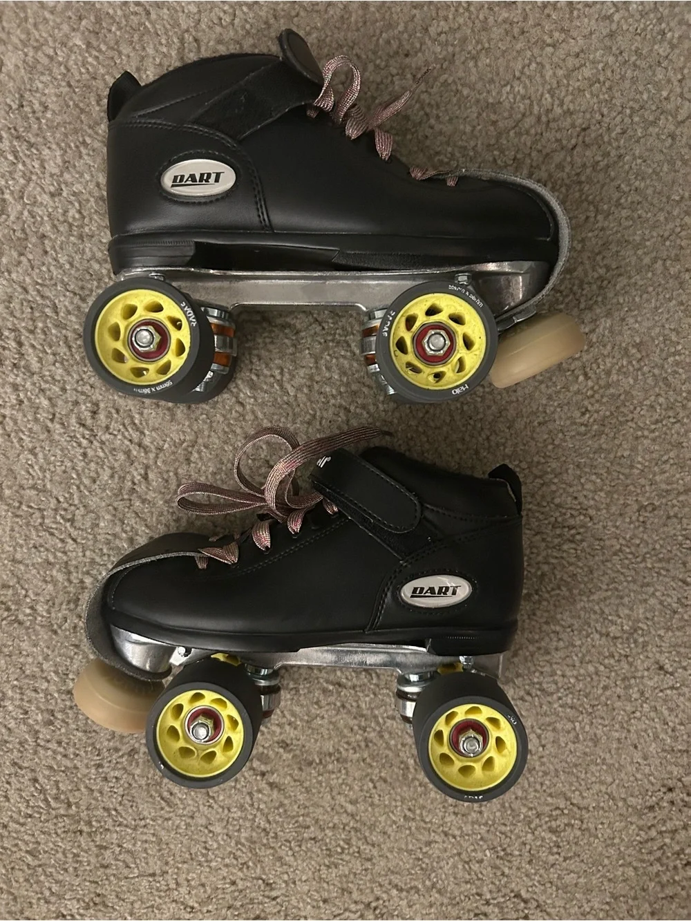 Upgraded Black Riedell Dart Quad Roller Skates - Premium Parts